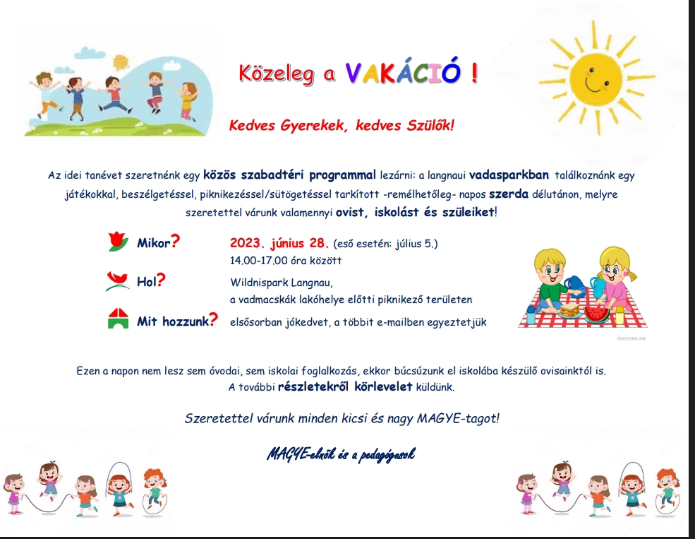 Óvodai és iskolai évzáró